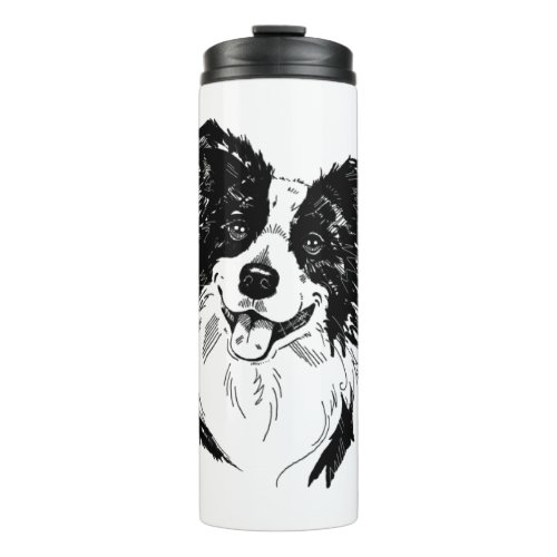 Border Collie in Black and White   Thermal Tumbler