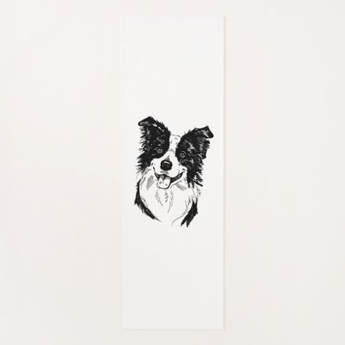 Border Collie in Black and White   Yoga Mat