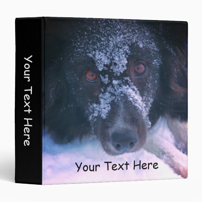 Border Collie In Snow Animal Personalized 3 Ring Binder (Front/Spine)