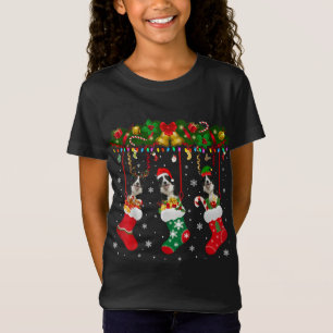 Border Collie In Sock Xmas Reindeer Santa ELF Dog T-Shirt