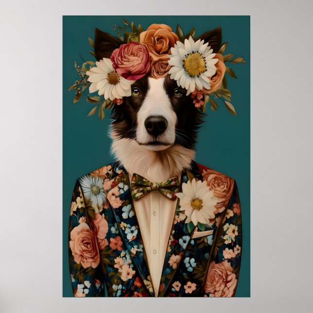 Border Collie In Suit Poster, Border Collie Poster (Front)