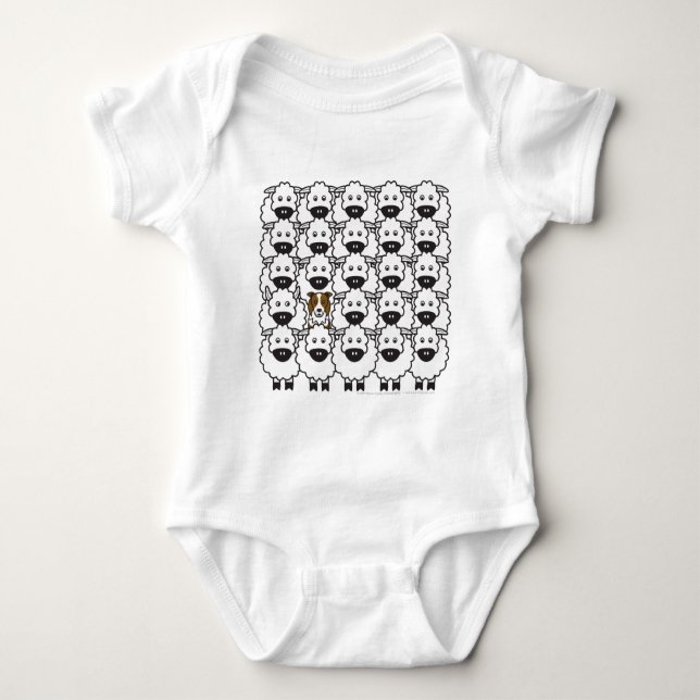 Border Collie in the Sheep Baby Bodysuit (Front)