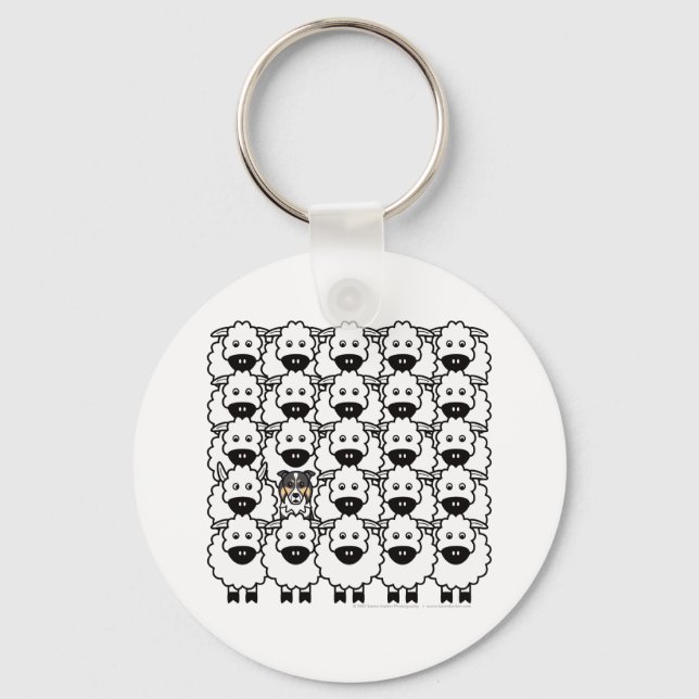Border Collie in the Sheep Keychain (Front)