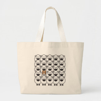 Border Collie in the Sheep Large Tote Bag