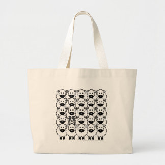 Border Collie in the Sheep Large Tote Bag