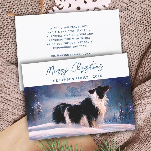 Border Collie in Winter Snowy Landscape Christmas  Holiday Card (Creator Uploaded)