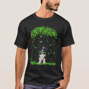 Border Collie Irish Green Shamrock C St Patricks T-Shirt