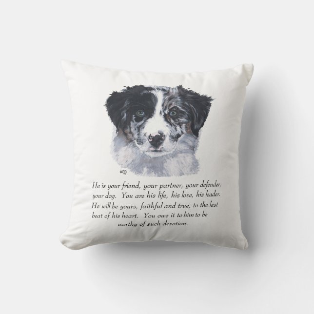 Border Collie Keepsakes Throw Pillow (Front)