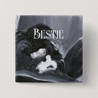  Border Collie Laying Down Painting Personalized Button