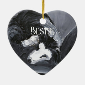  Border Collie Laying Down Painting Personalized Ceramic Ornament