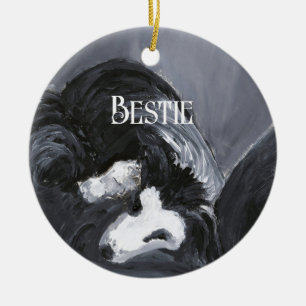 Border Collie Laying Down Painting Personalized Ceramic Ornament