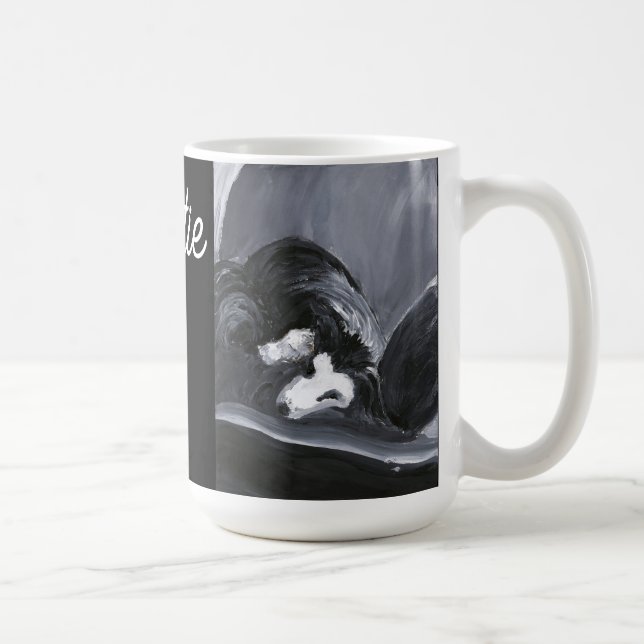  Border Collie Laying Down Painting Personalized Coffee Mug (Right)
