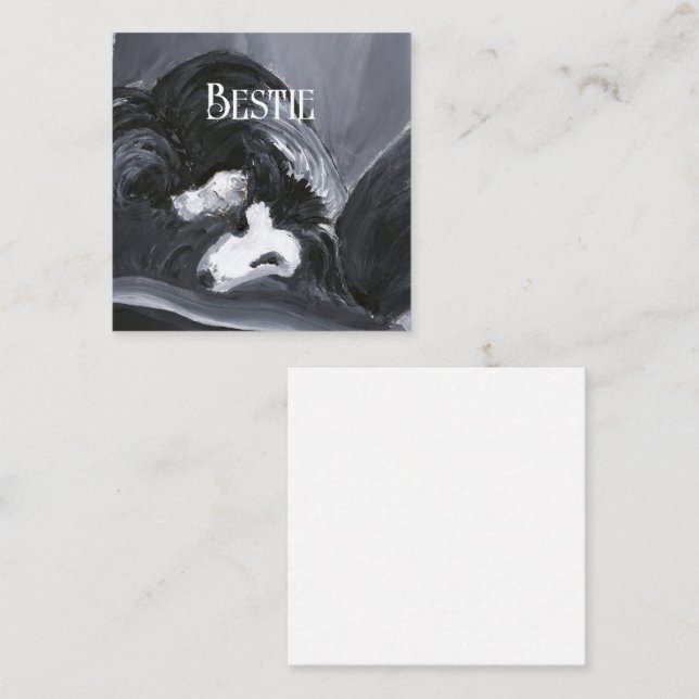  Border Collie Laying Down Painting Personalized Enclosure Card (Front/Back)
