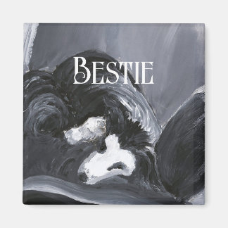  Border Collie Laying Down Painting Personalized Magnet