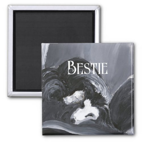  Border Collie Laying Down Painting Personalized Magnet