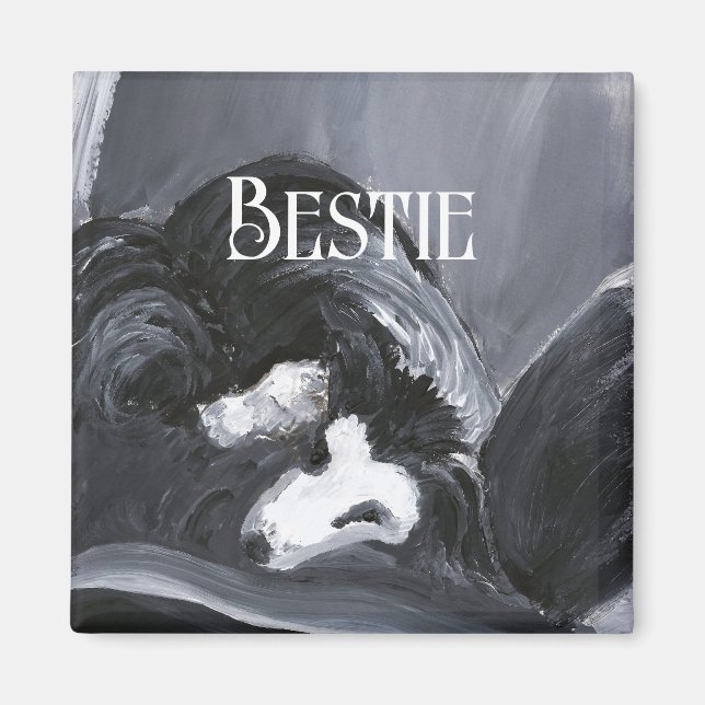  Border Collie Laying Down Painting Personalized Magnet (Front)