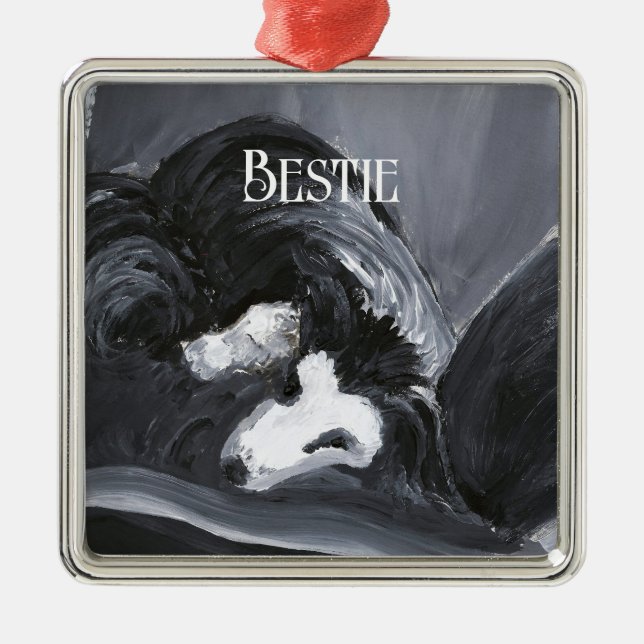  Border Collie Laying Down Painting Personalized Metal Ornament (Front)