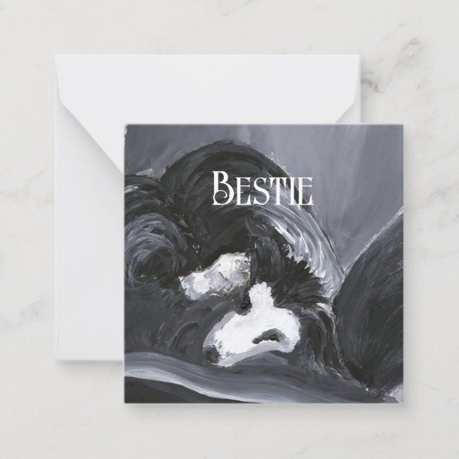  Border Collie Laying Down Painting Personalized Note Card (Front)
