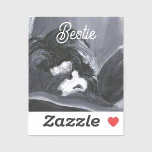 Border Collie Laying Down Painting Personalized Sticker