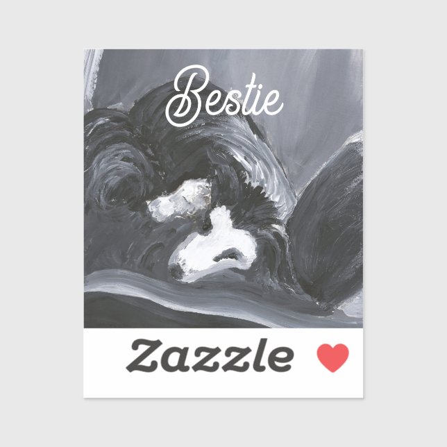  Border Collie Laying Down Painting Personalized Sticker (Sheet)