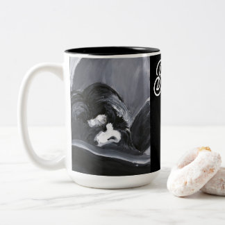  Border Collie Laying Down Painting Personalized Two-Tone Coffee Mug