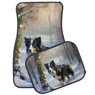 Border Collie Let It Snow Christmas Car Floor Mat