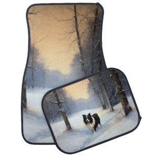 Border Collie Let It Snow Christmas Car Floor Mat