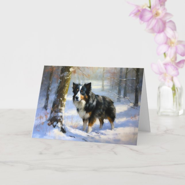 Border Collie Let It Snow Christmas Card (Orchid)
