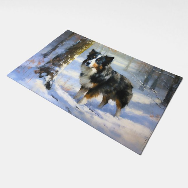 Border Collie Let It Snow Christmas Doormat (Angled)