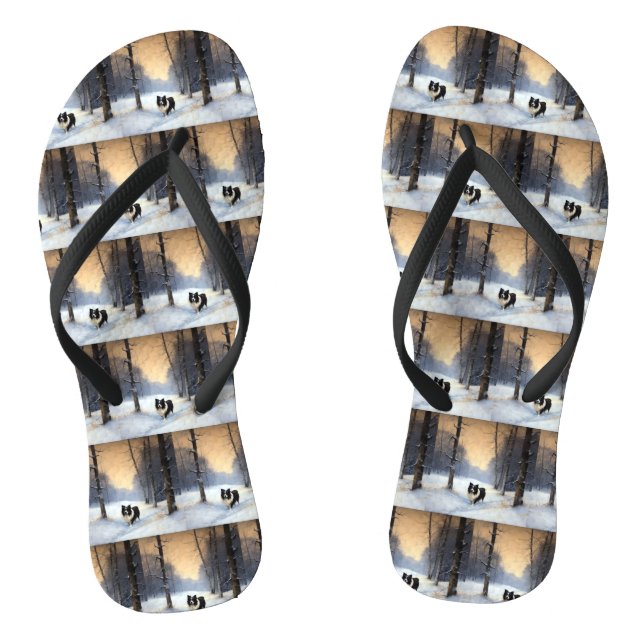 Border Collie Let It Snow Christmas Flip Flops (Footbed)