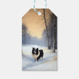 Border Collie Let It Snow Christmas Gift Tags