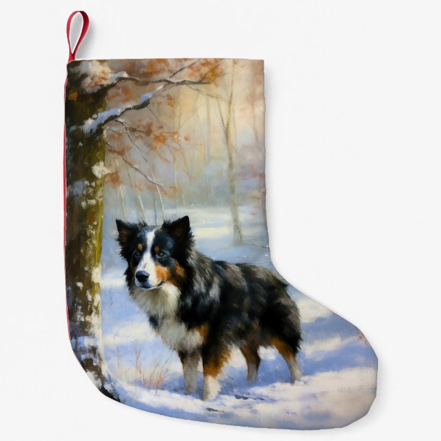 Border Collie Let It Snow Christmas Small Christmas Stocking (Front)