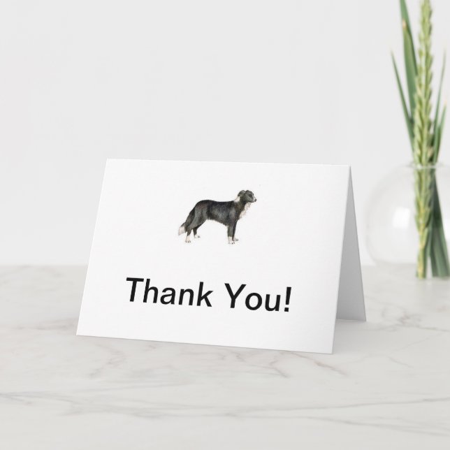 Border Collie Letterpress Thank You Card (Front)