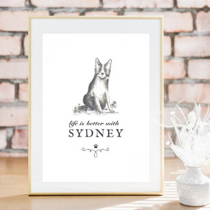 Border Collie Life Is Better With Custom Dog Name Poster