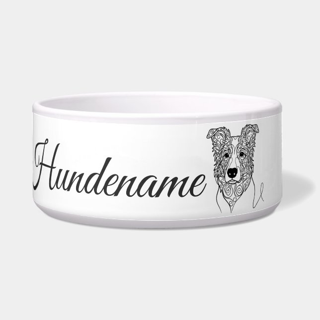 Border Collie Line Art personalized bowl (Front)