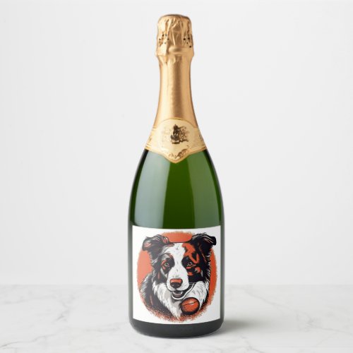 Border Collie Love Dog_Centric Design Sparkling Wine Label