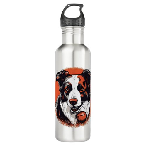 Border Collie Love Dog_Centric Design Stainless Steel Water Bottle