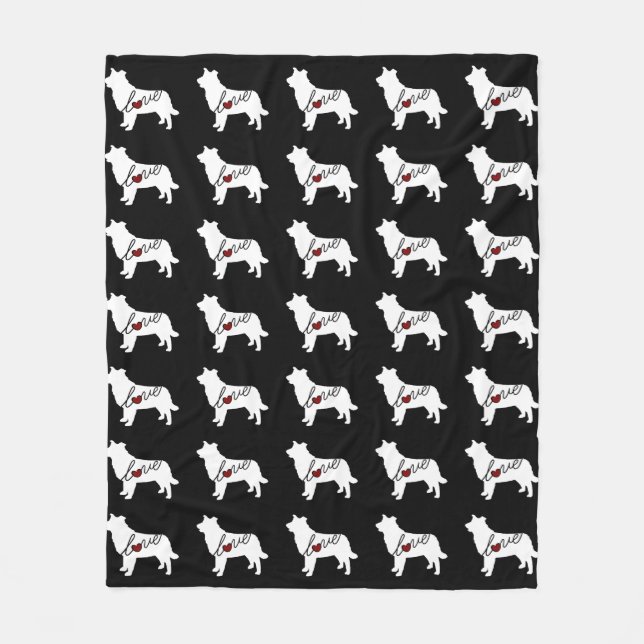 Border Collie Love Fleece Blanket (Front)
