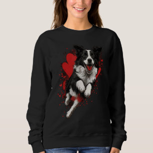 Border Collie Love Heart Valentines Day Border Col Sweatshirt