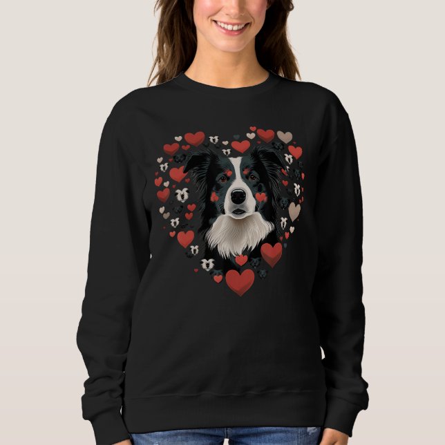 Border Collie Love Heart Valentines Day Border Col Sweatshirt (Front)