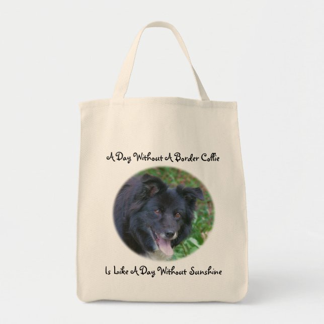 Border Collie Love Sunshine Cute Dog Tote Bag (Front)