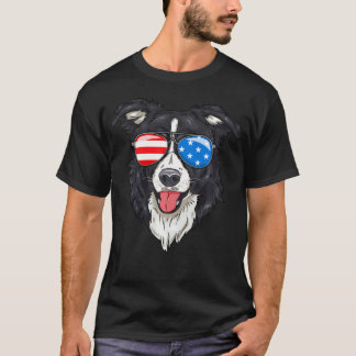 Border Collie Lover Patriotic Dog 4Th Of July T-Shirt