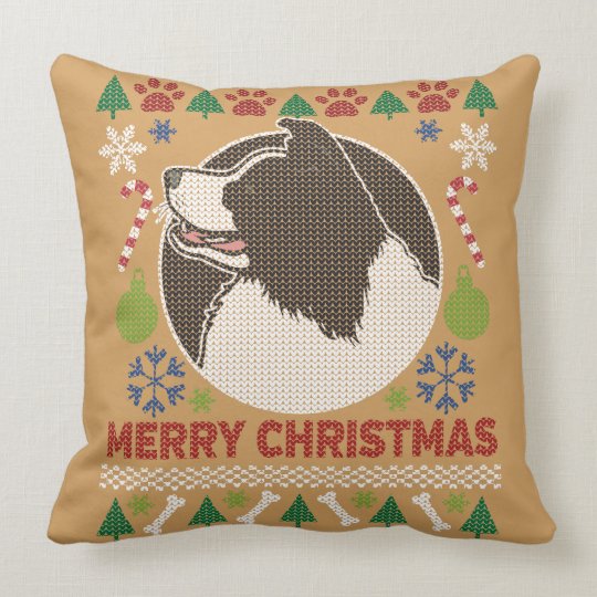 border collie christmas pillow