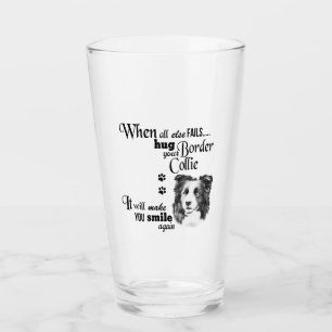 Border Collie modern art cute dog breed slogan Glass