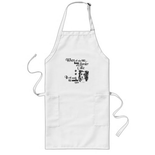 Border Collie modern art cute dog breed slogan Long Apron