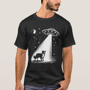 Border Collie Mom Dad Dog Funny Alien UFO  T-Shirt
