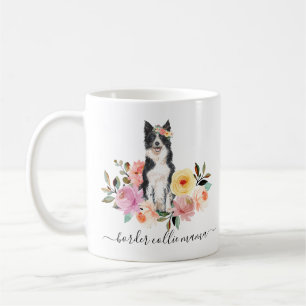 Border Collie Mom Floral Coffee Mug