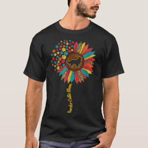 Border Collie Mom Sunflower Dog Paw Colorful T-Shirt