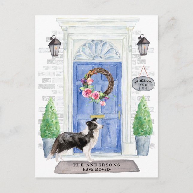 Border Collie Moving Announcement Postcard (Front)