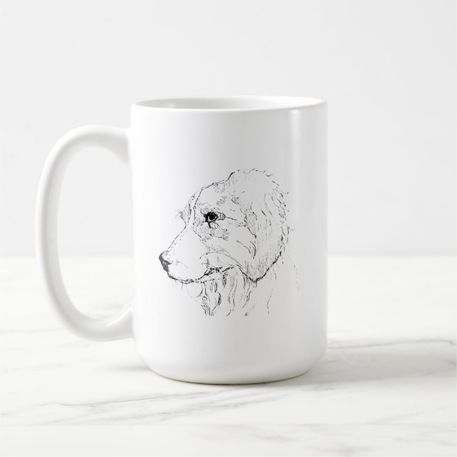 Border Collie Mug – Hand Drawn Ink Dog Coffee Mug (Left)